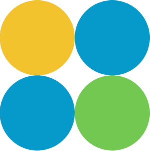 Overlapping circles in yellow, blue, and green